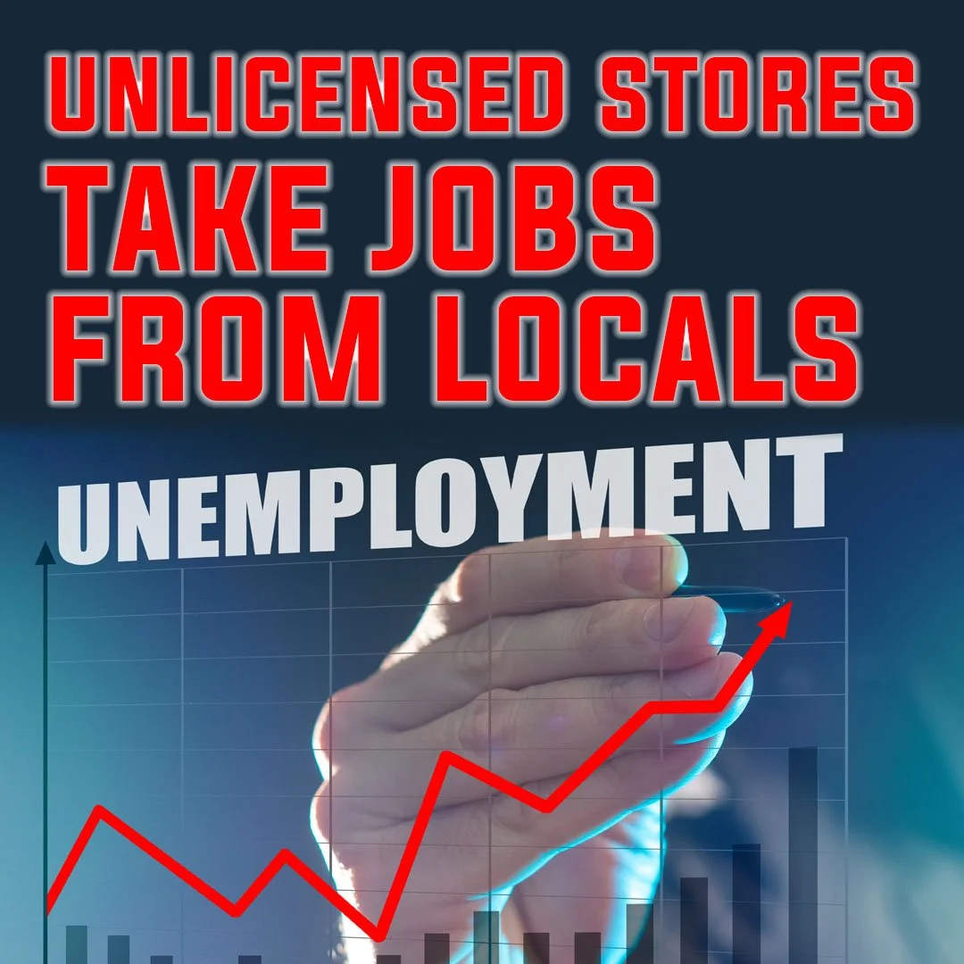 Unlicensed cannabis stores take jobs from locals.