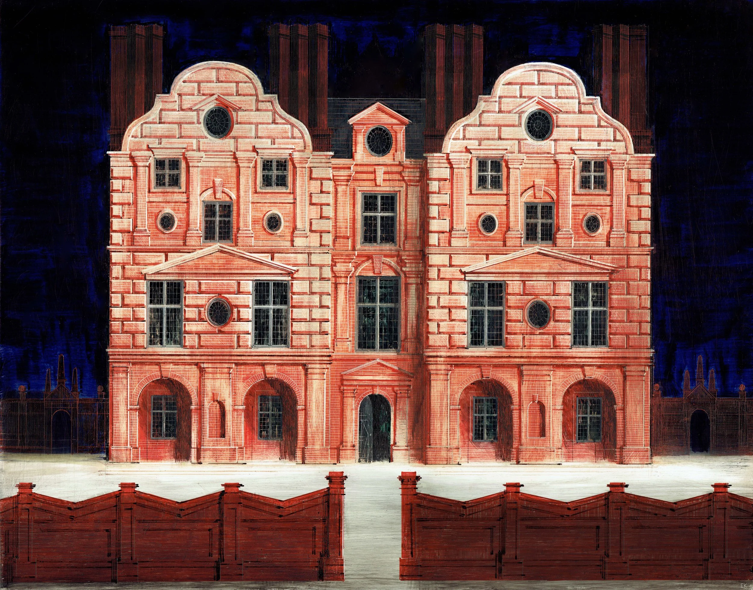 Design for an unbuilt house II
2023 - oil and ink on panel
Ed Kluz 