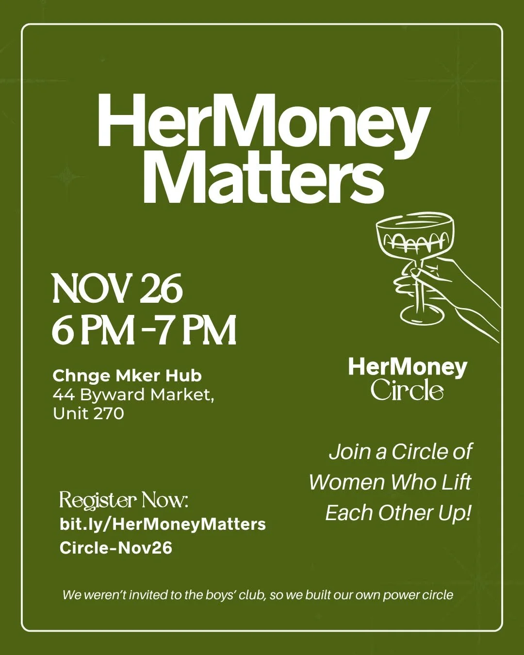 Something special is coming! ✨

�HerMoney Matters' Circle is back! A space for women to connect, share, and lift each other up while building confidence around money. 

Join us for meaningful conversations, community, and empowerment.

🗓️ Nov 26 | 6