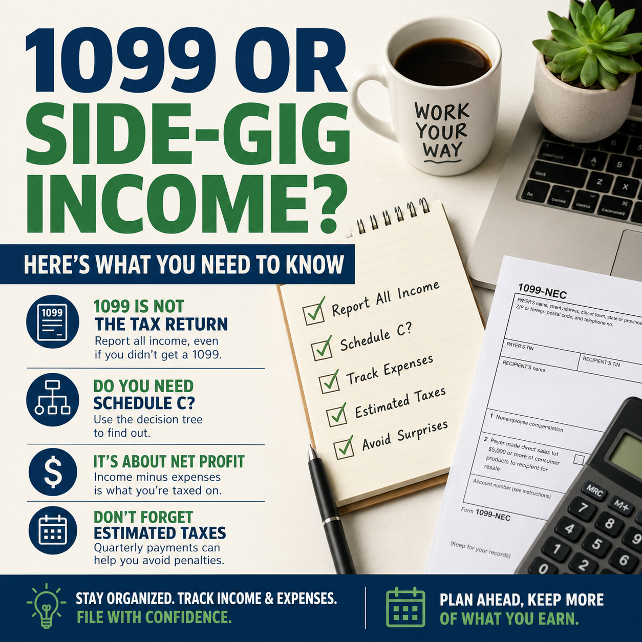 Got a 1099 or Side-Gig Income? How to Report It, When Schedule C Applies, and How to Avoid Estimated Tax Surprises