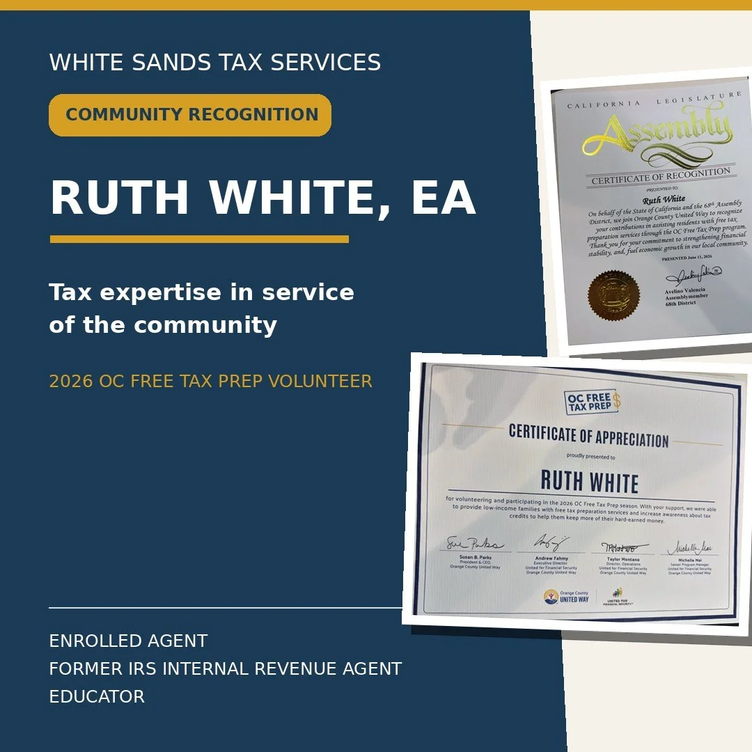 Ruth White, EA, Recognized for Volunteer Tax Service with Orange County United Way