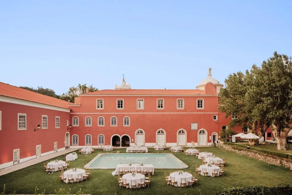 Penha Longa Resort grand ballroom and garden terrace for elegant weddings, fine-art wedding photography Portugal.