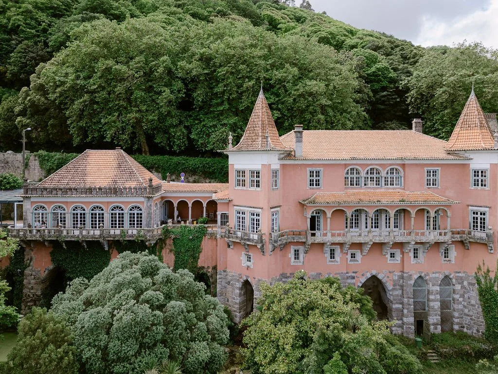 Casa dos Penedos historic wedding venue with stone architecture and garden terrace, destination wedding in Portugal