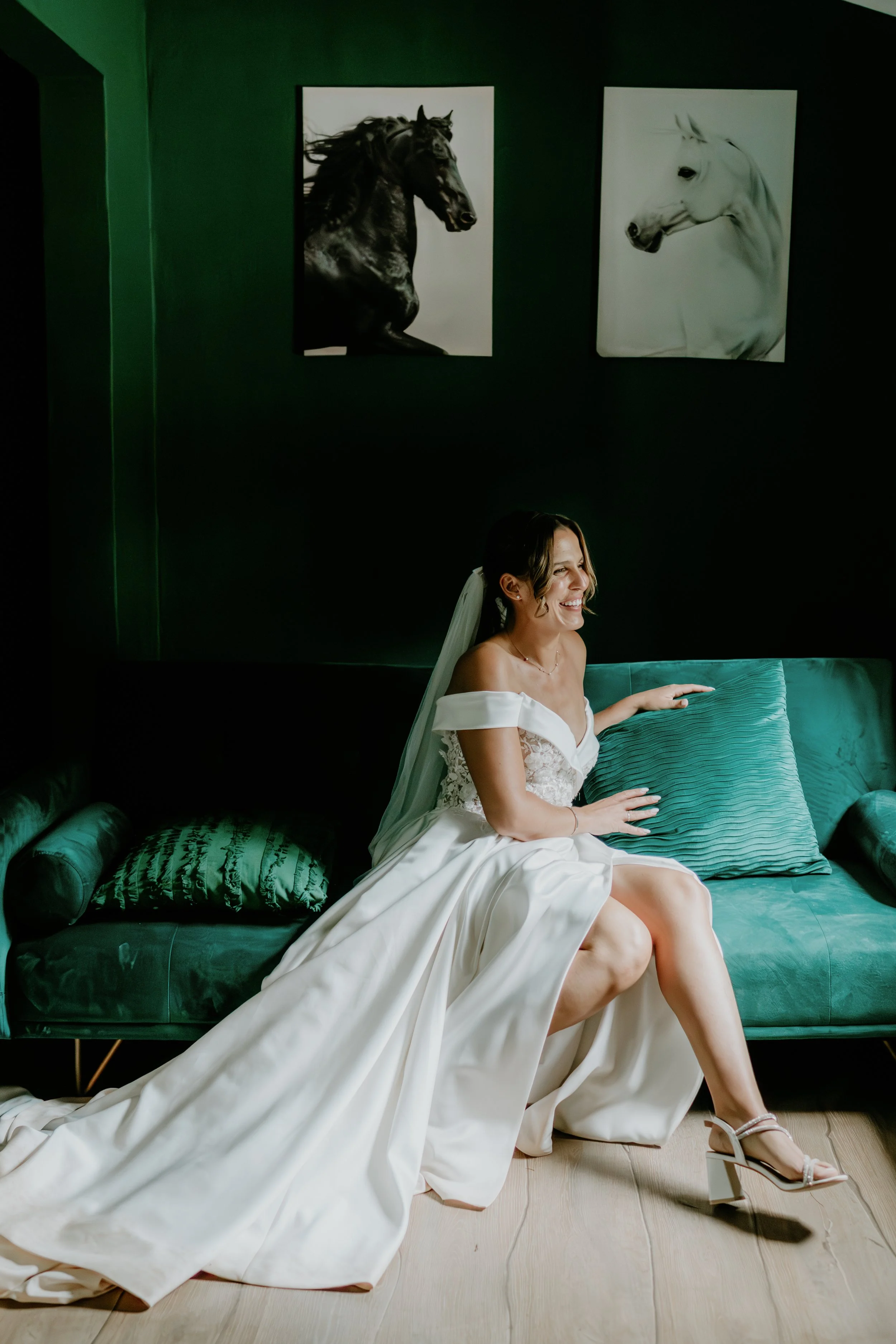 Elegant bridal portrait captured during a destination wedding in Portugal