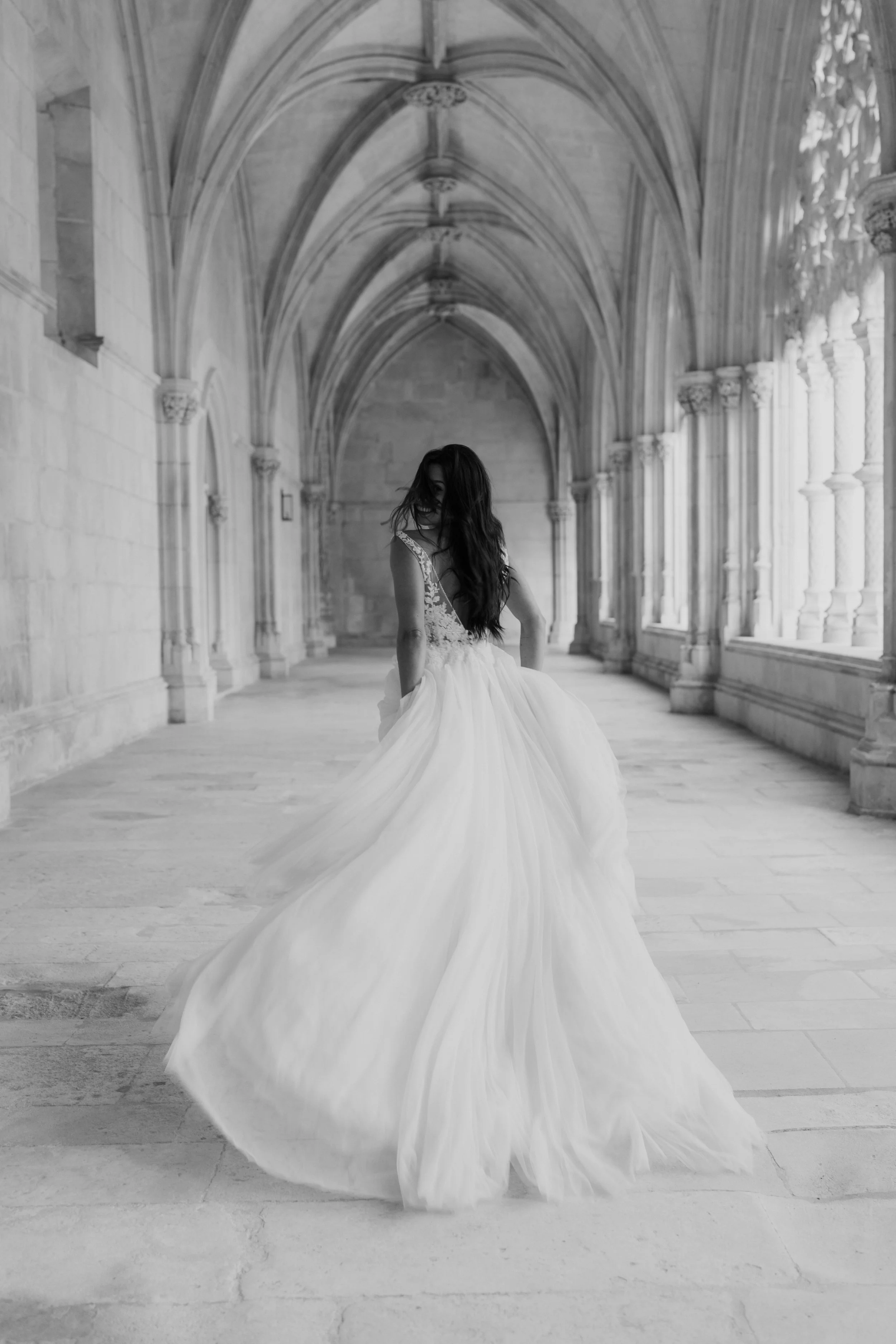 Elegant bridal portrait photographed in Lisbon, Portugal