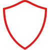 Red shield outline on a black background