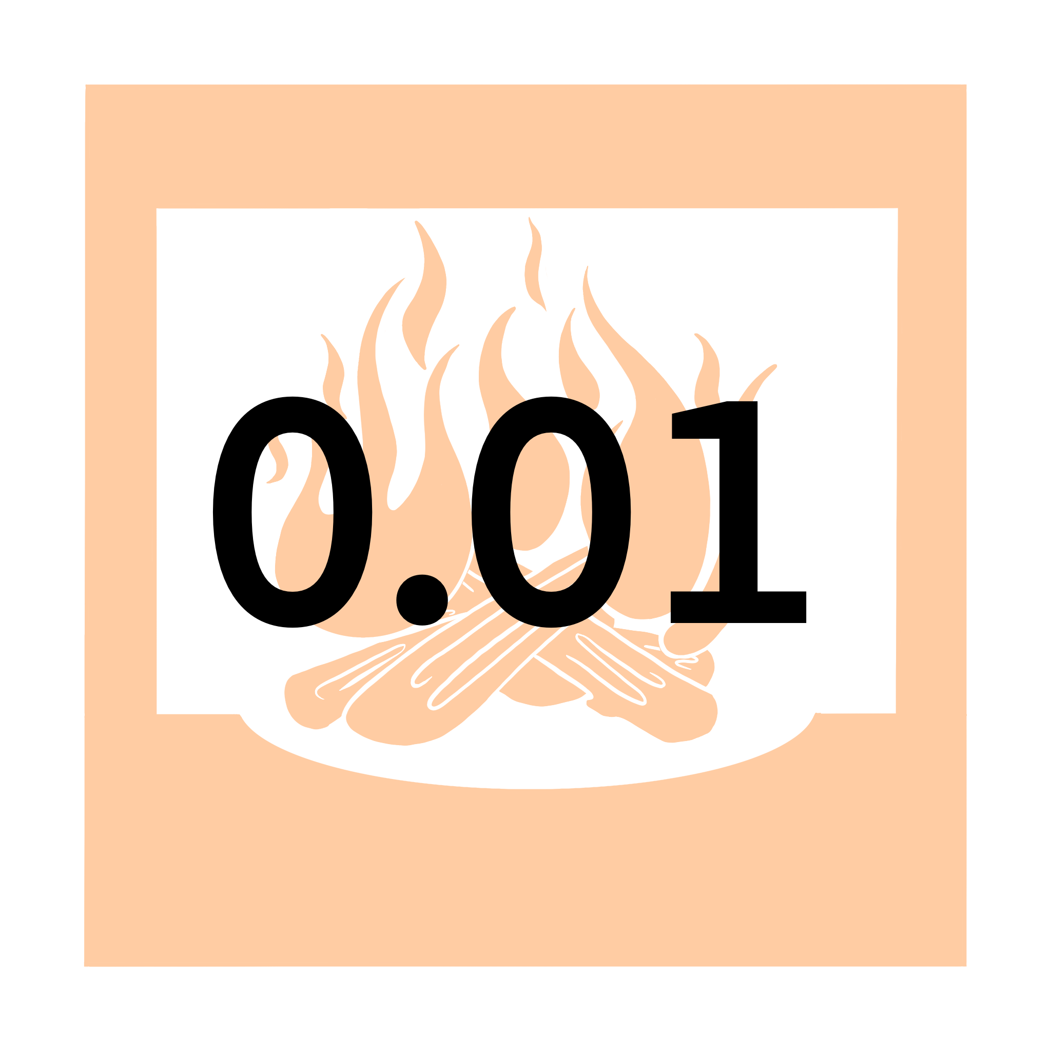 Hearthside logo in pale orange. A simple drawing of a log fire with a text overlay of: 0.01