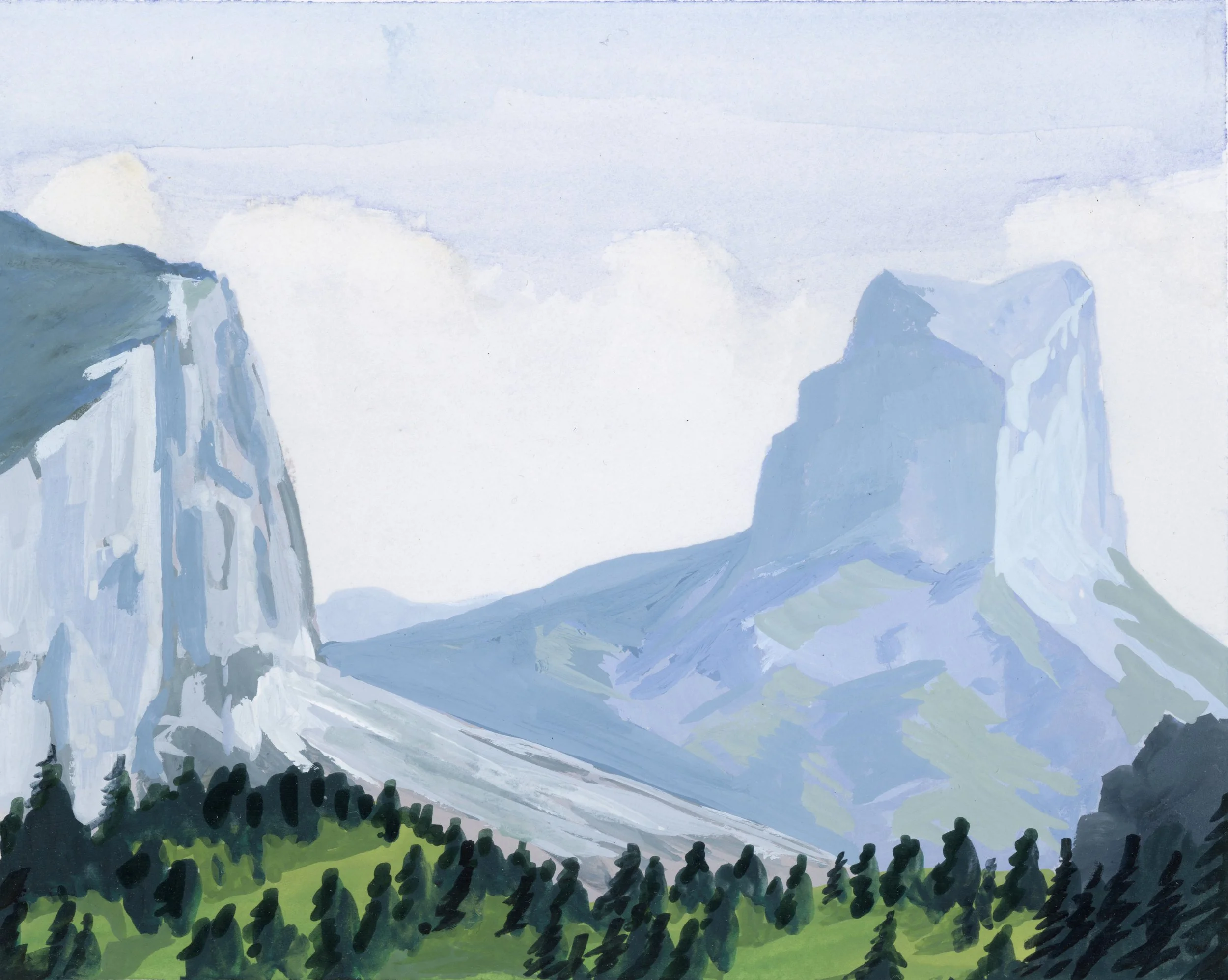 French Alps, 2025. Gouache painting by Alexander Eiserloh. 