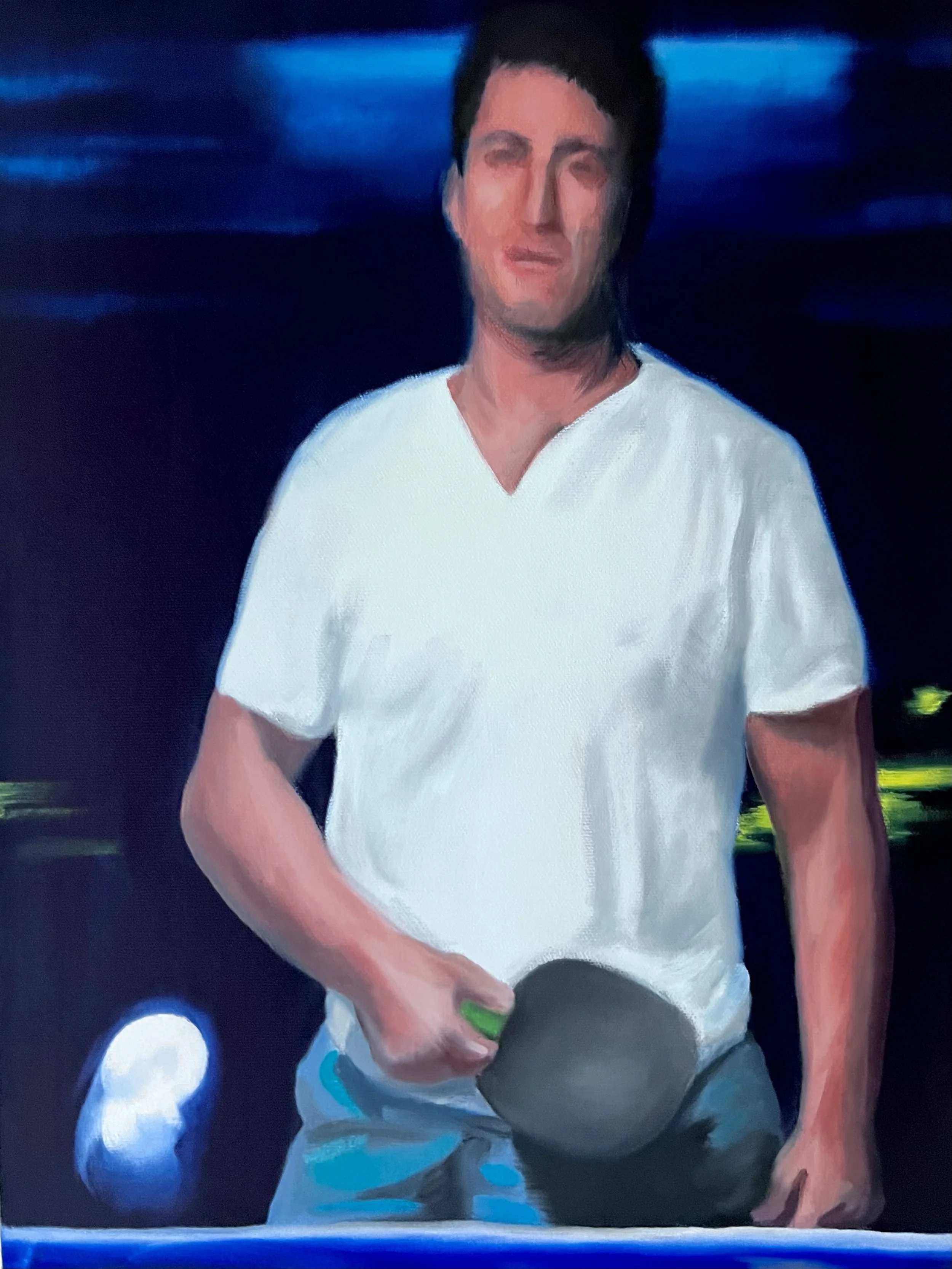 Lou Ping Pong 2011, 2026. Oil on canvas. 12 x 16 in. (30.5 x 40.6 cm). By Alexander Eiserloh.