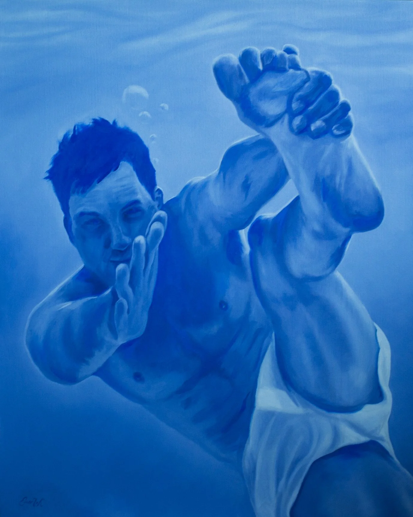 Swimming Underwater 3, 2026. Oil on canvas. 24 x 30 in. (61 x 76.2 cm). By Alexander Eiserloh. 