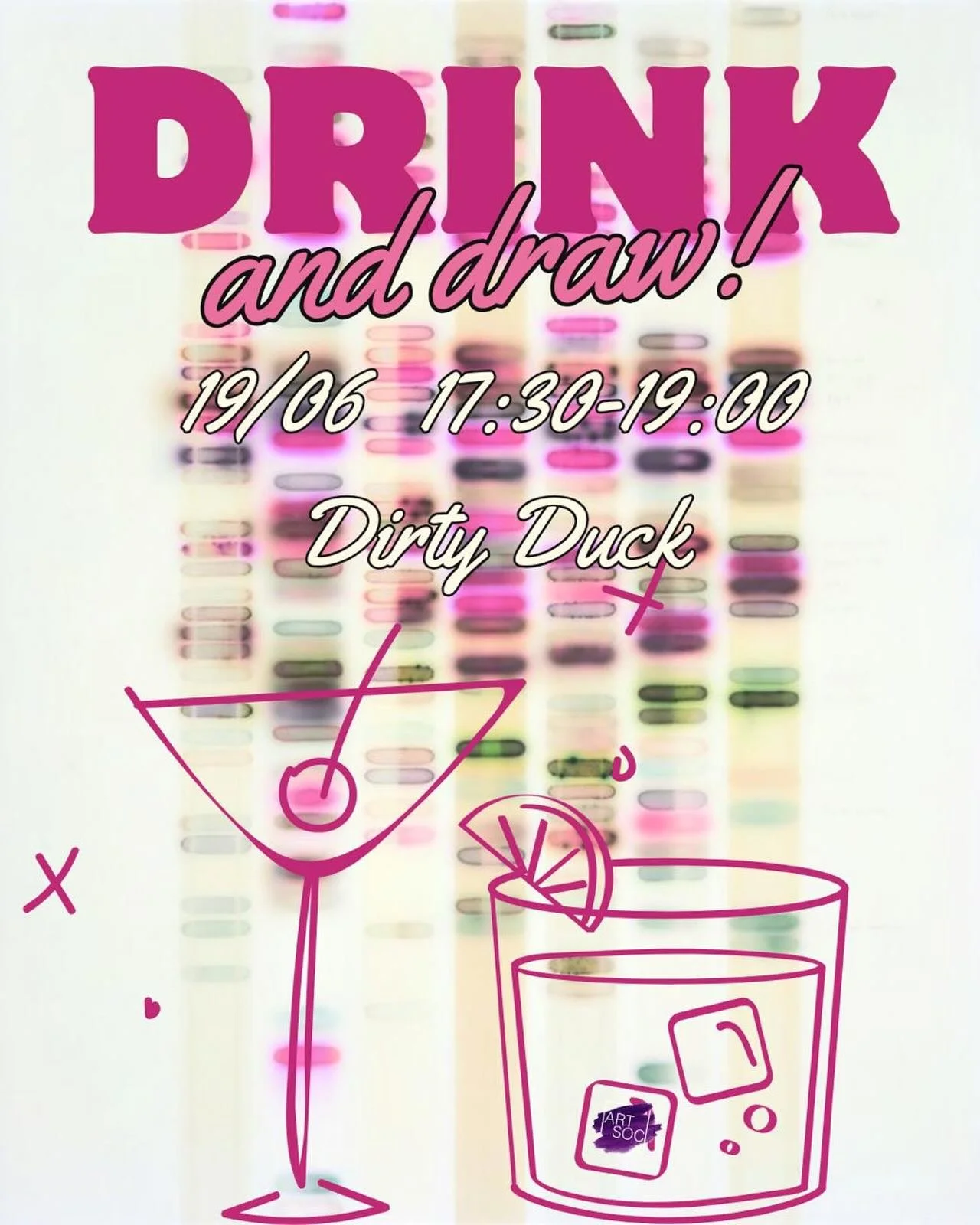 Drink and Draw is back on this Friday! Join ArtSoc in the Dirty Duck for a slightly earlier event this week! 🎨

Now that the year is coming to an end, this is a perfect opportunity to catch up with friends before the summer ☀️

We&rsquo;ll bring the