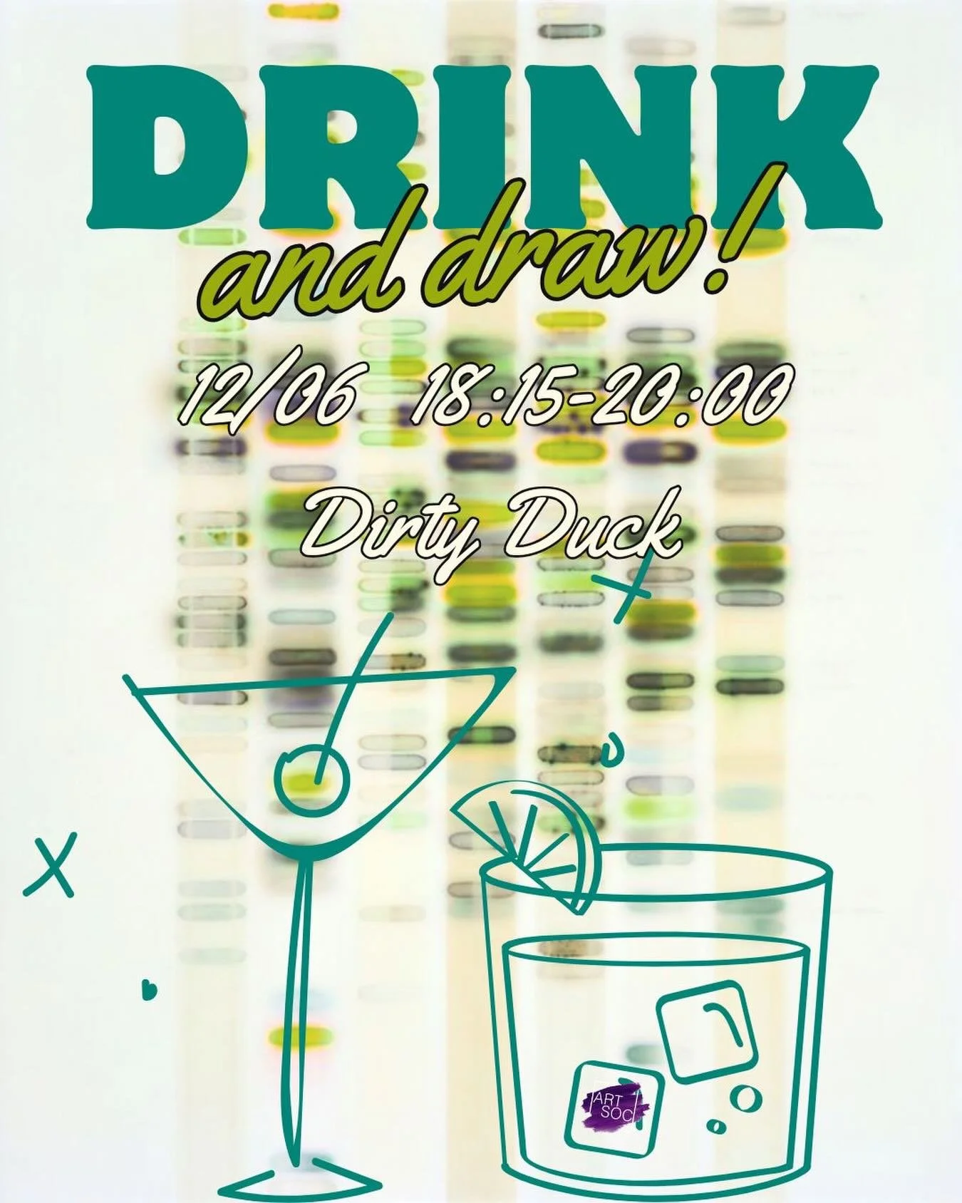 Come on over to the Dirty Duck tomorrow night and join ArtSoc for Drink and Draw 🍸

We&rsquo;ll bring the materials and all you need to do is bring yourselves and your friends to enjoy a relaxing evening of drawing before the end of the year 🌟

We 