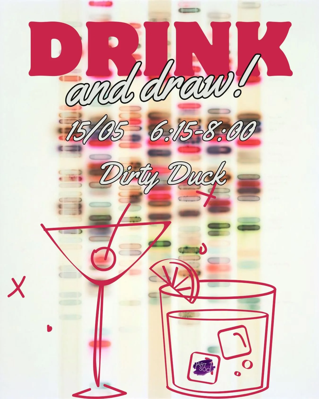 Join us this Friday for drink and draw at the Dirty Duck!! 🦆

No sign up required and all materials will be provided so bring your friends and grab a drink! 🍸 this is a great opportunity to get together and relax during this busy exam period

We ca