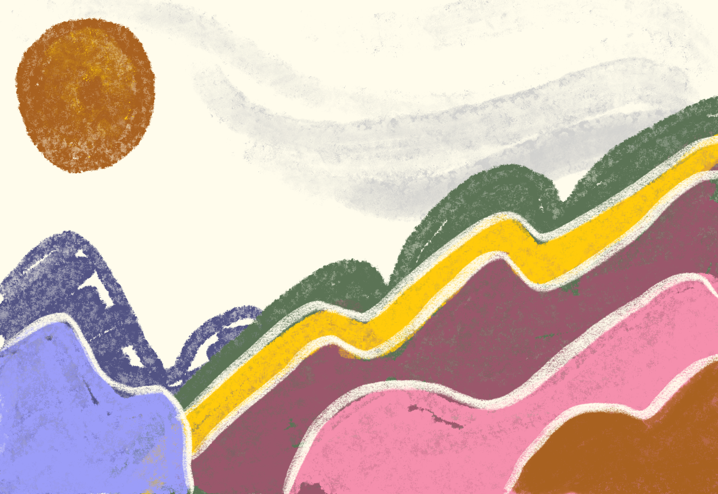 Procreate beginner lesson 1 - multicolored mountains - November 22, 2025
