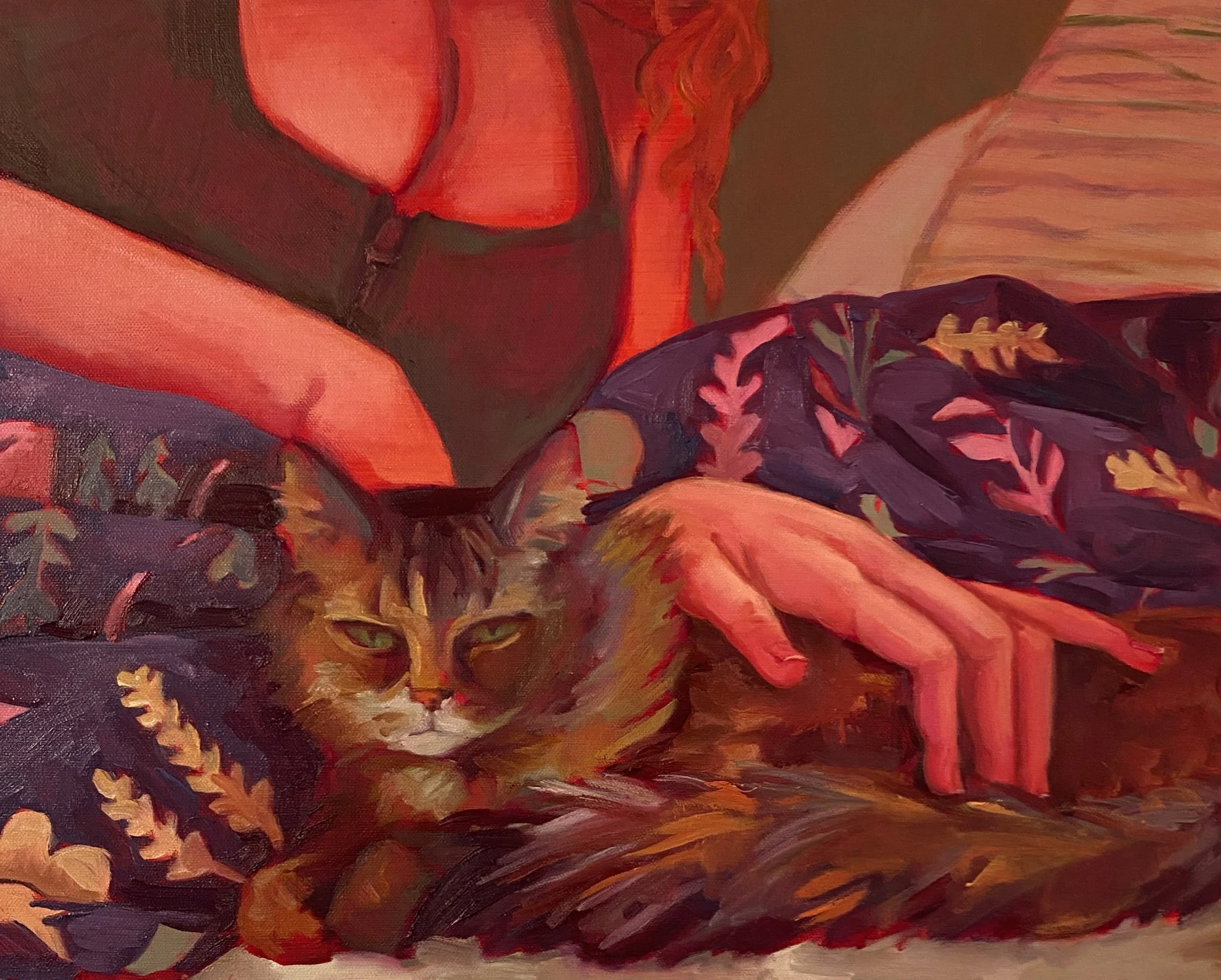 "Little Kitty" acrylic and oil on canvas, 16"x20", 2024