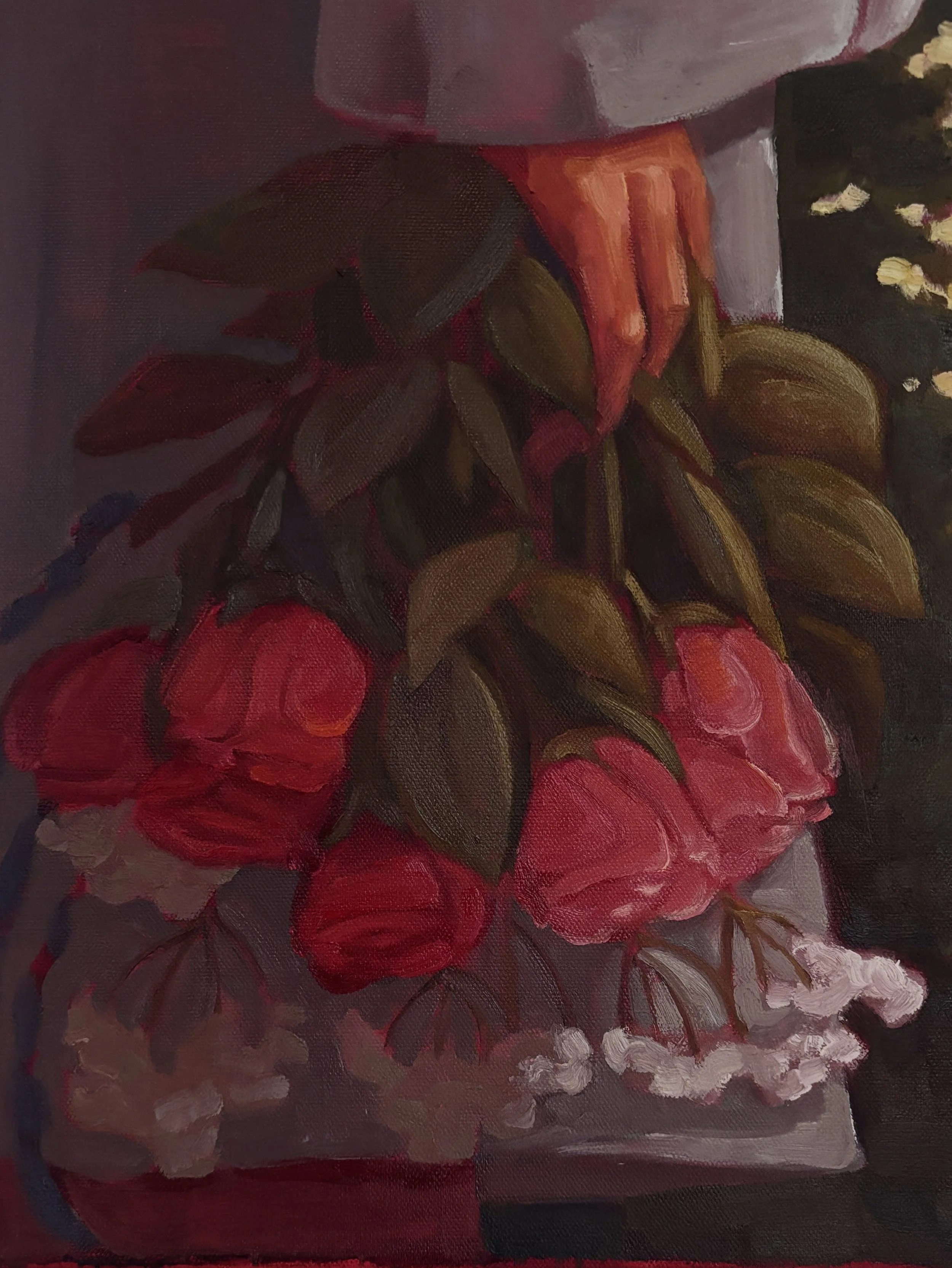 "Admiration" acrylic and oil on canvas, 14"x11", 2025