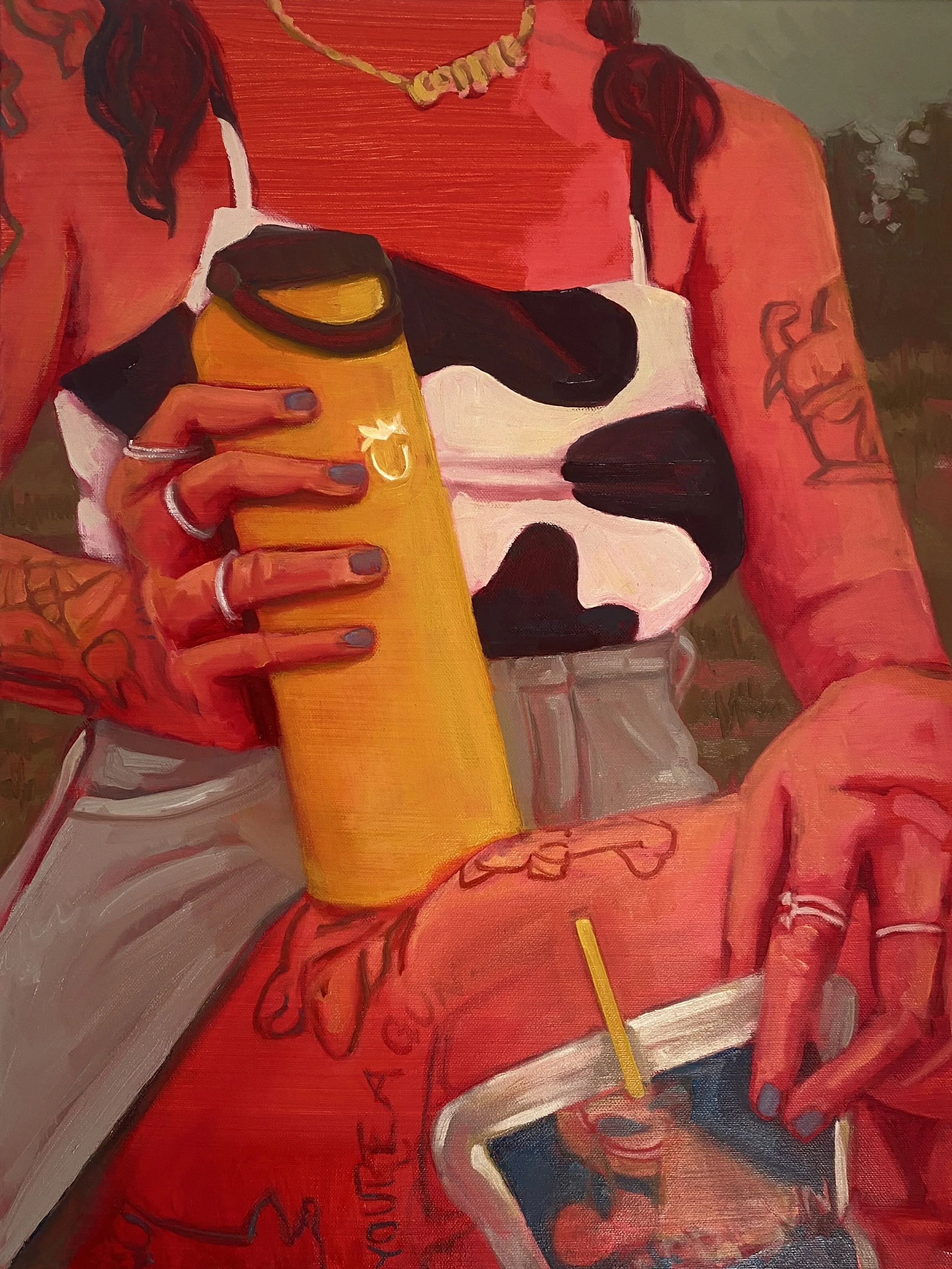 "Cowgirl", acrylic and oil on canvas, 24"x18", 2023