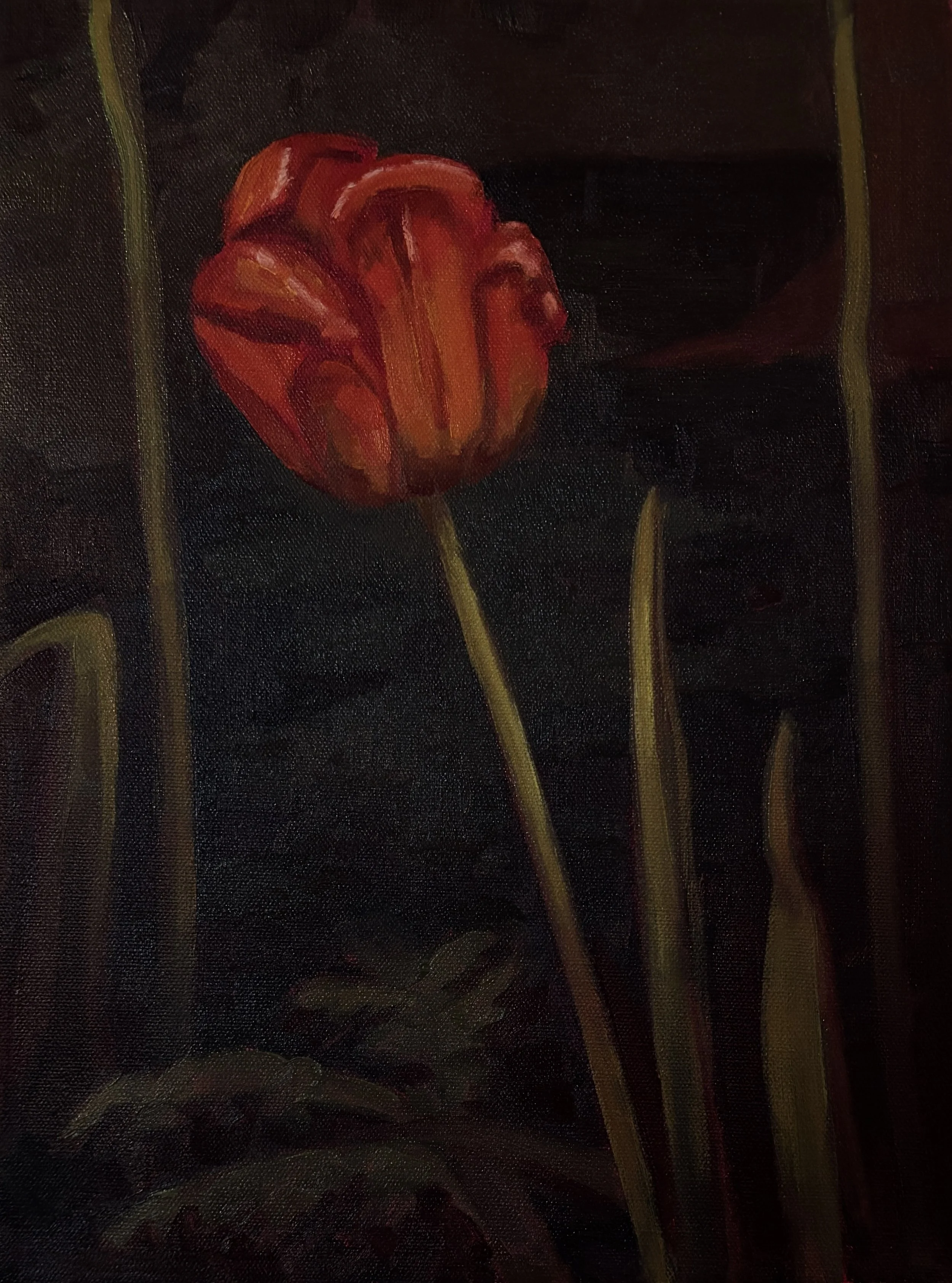 "Spotlight" acrylic and oil on canvas, 14"x11", 2025