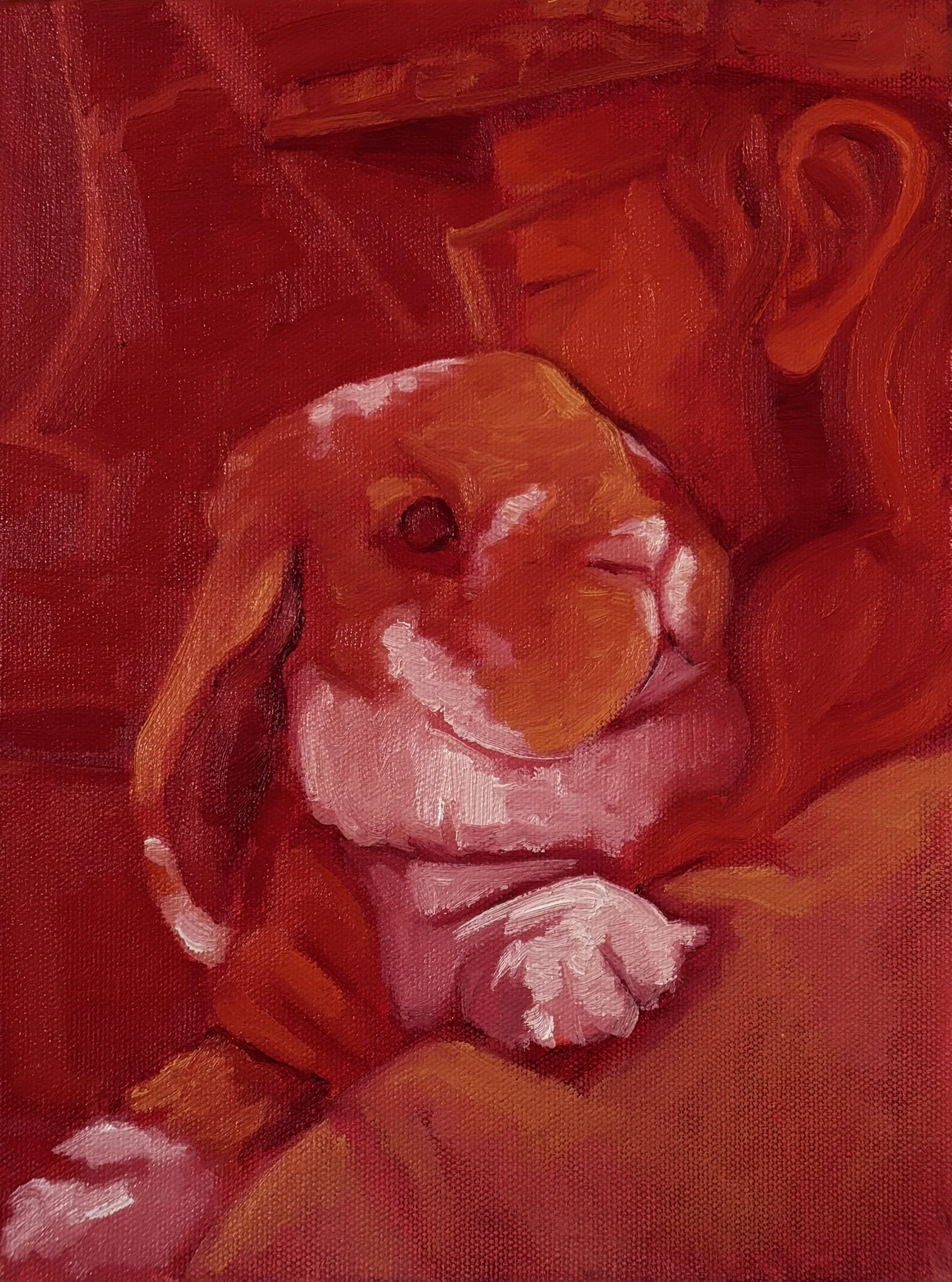 "Domestic" acrylic and oil on canvas, 12"x9", 2025