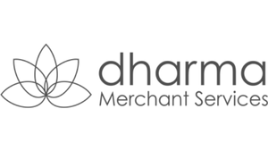 Logo for Dharma Merchant Services with a stylized lotus flower icon