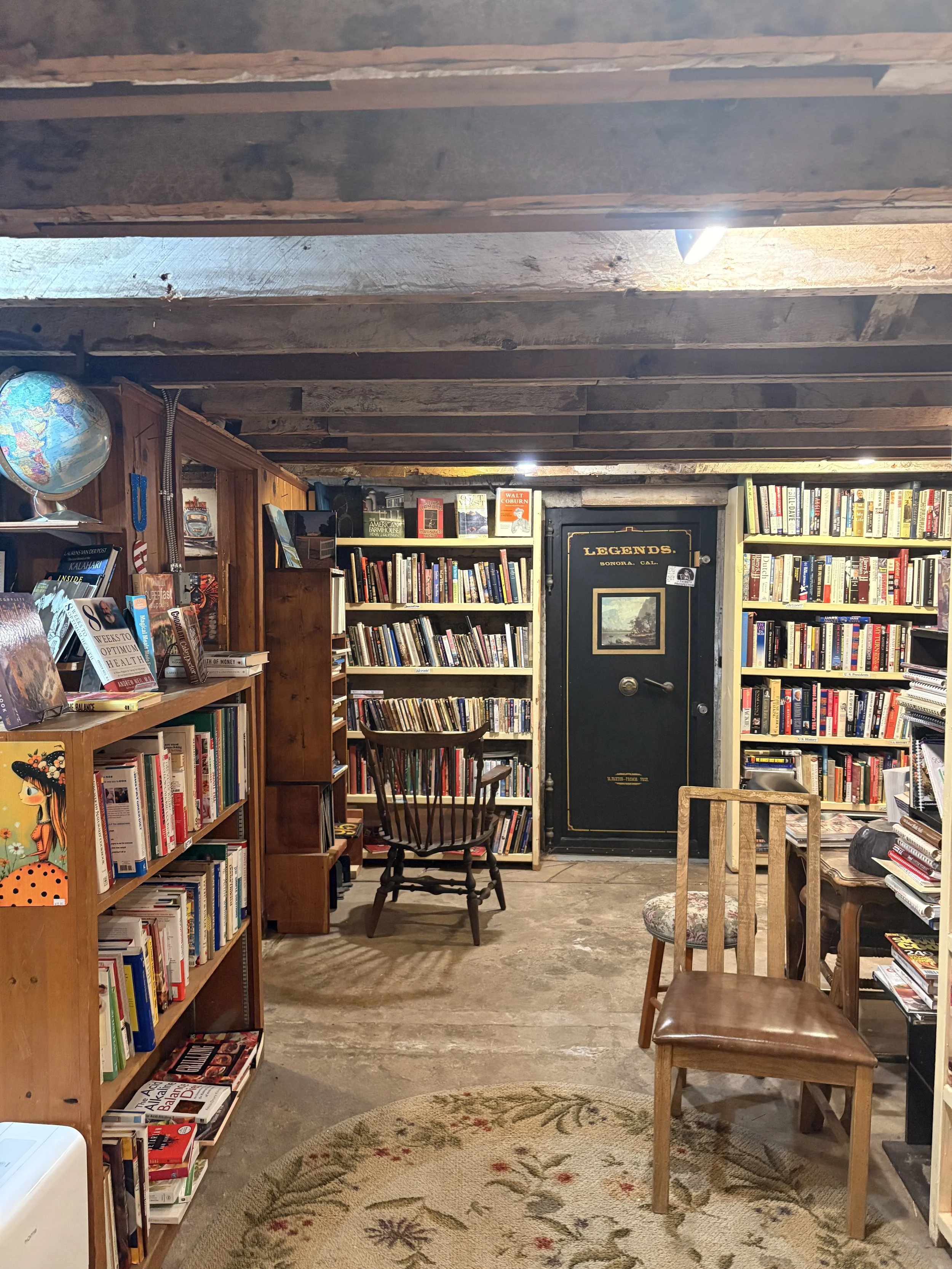 Old library with timber roof and vault door