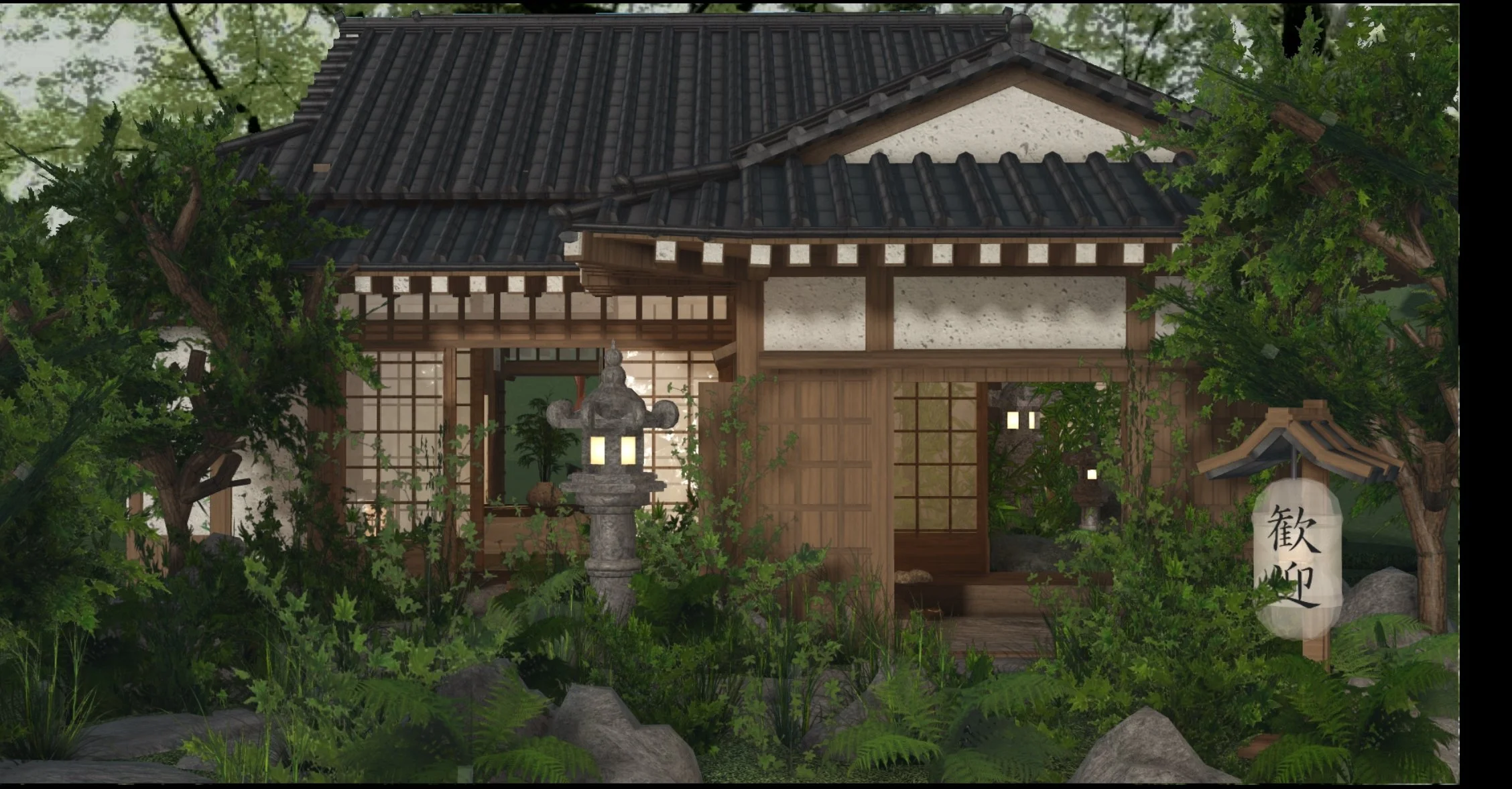 A rendering of a traditional Japanese teahouse by my brother.