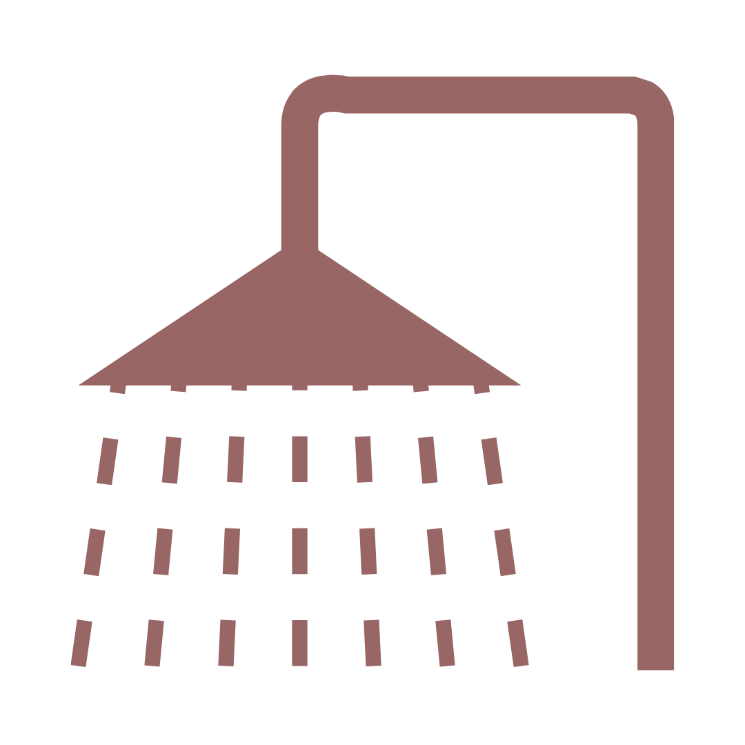 A digital illustration of a showerhead with water coming out.