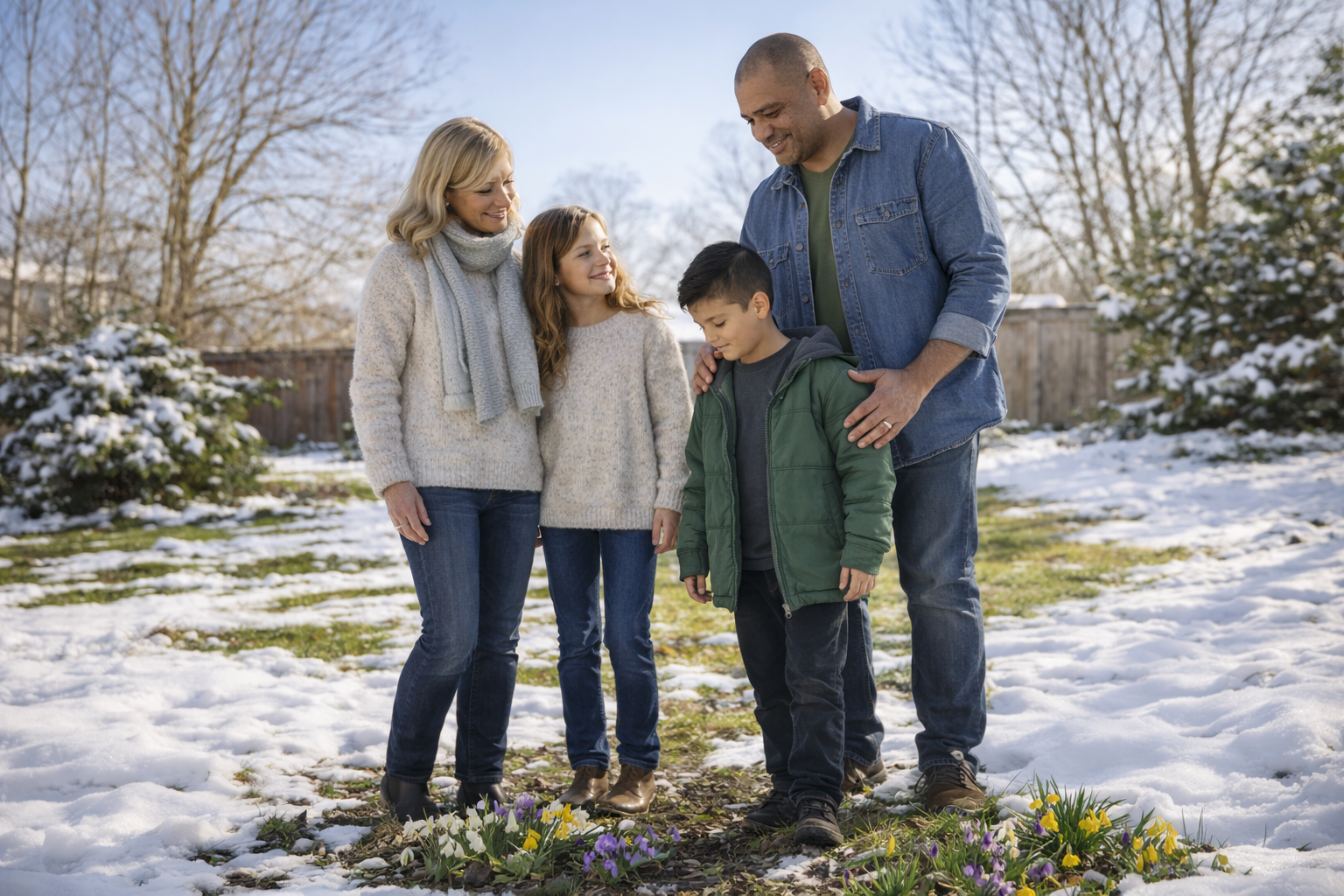 Talanoa family  embracing spring's arrival together