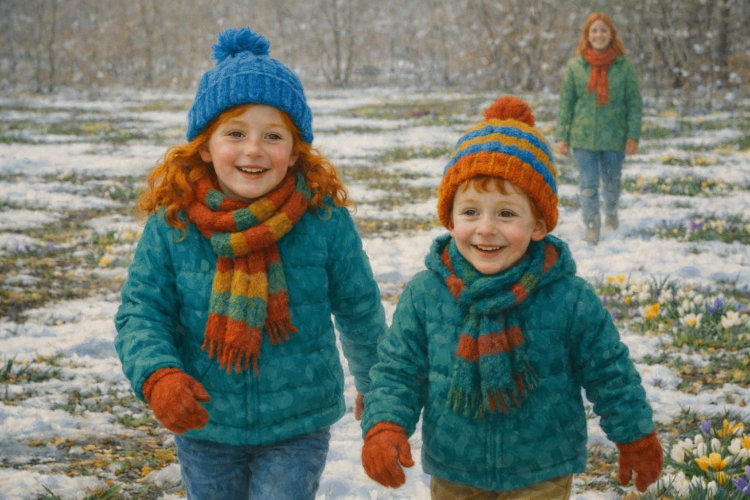 OConnell family Spring stroll with red-haired siblings