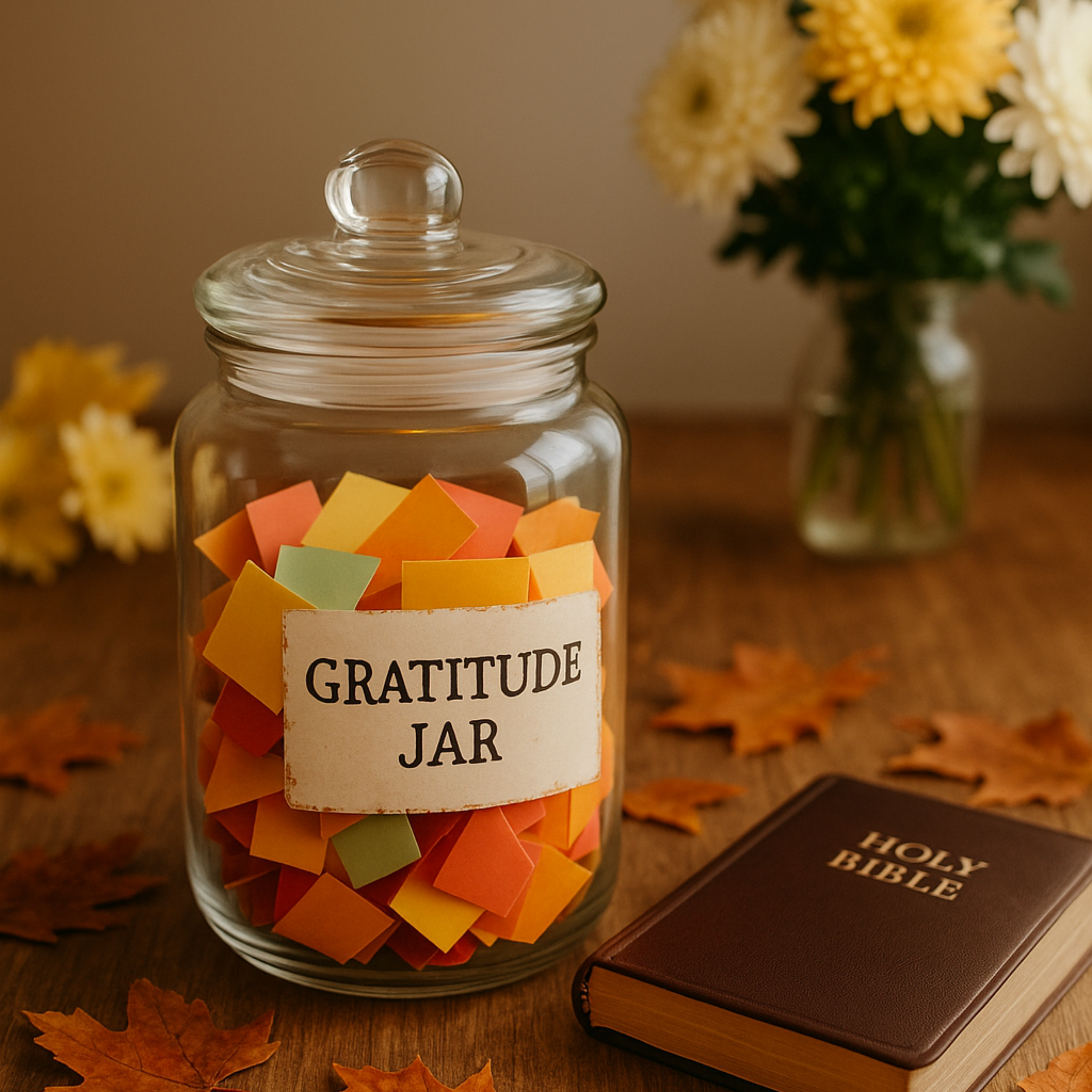 Gratitude and Blessings Jar in Autum