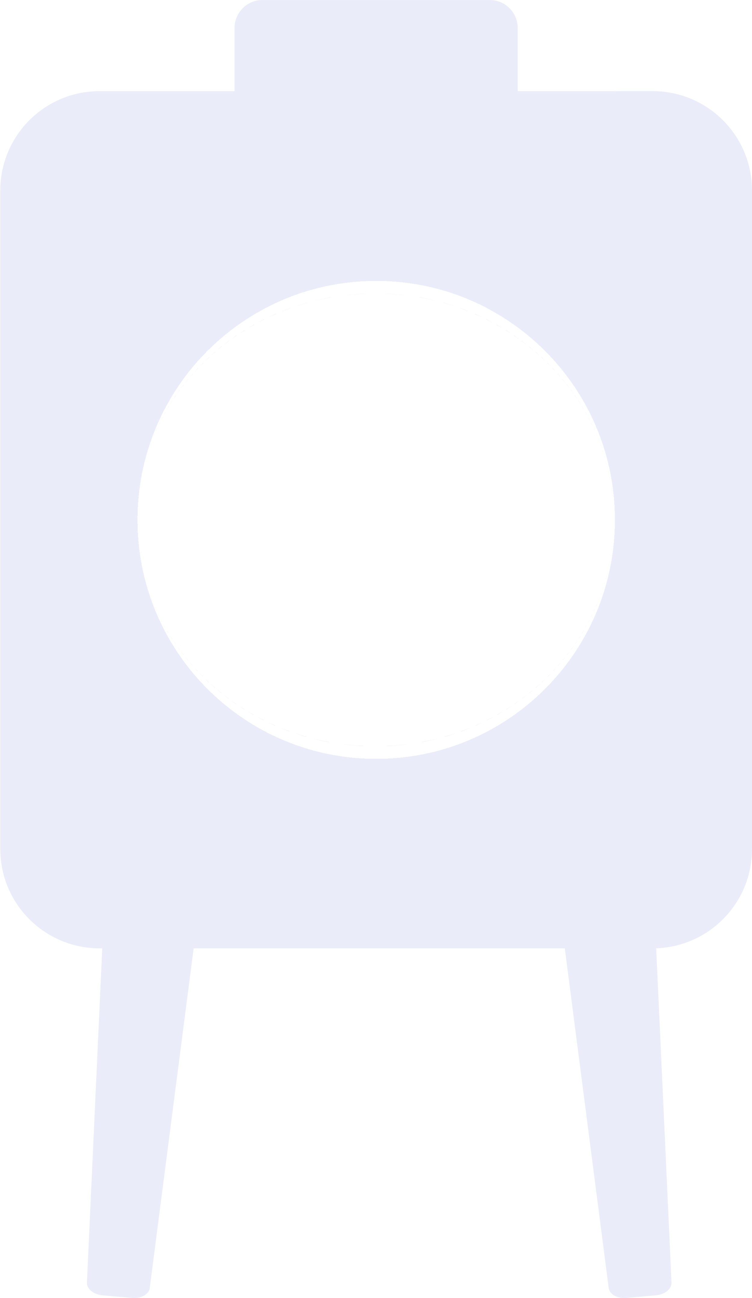 A compact white camera with a black circular lens in the center, sitting on three small legs.