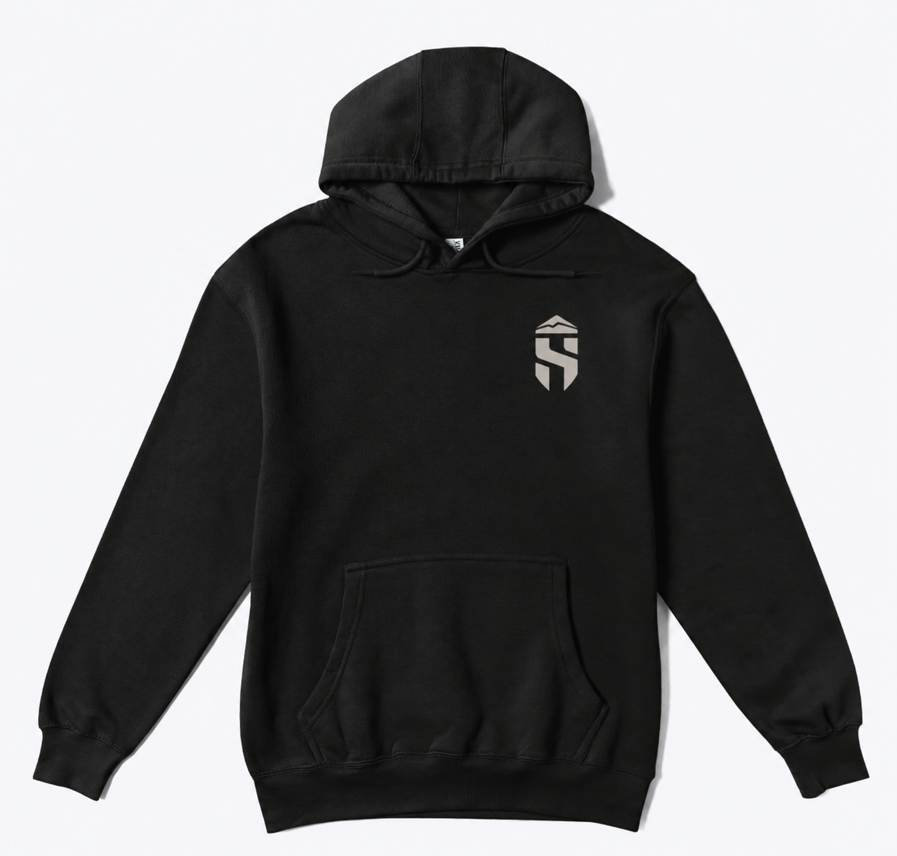 Clean black hoodie with mountain logo.png