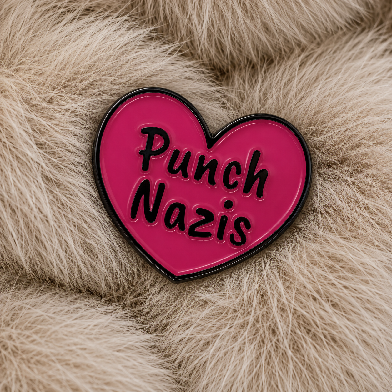 "Punch Nazis" Enamel Pin - Black Lettering