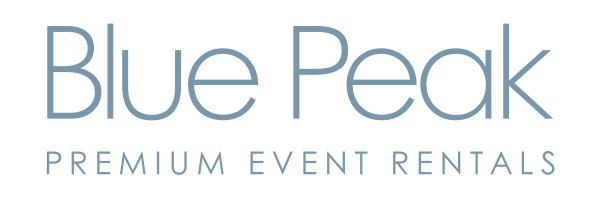 Blue Peak Premium Event Rentals logo with the company name and slogan.