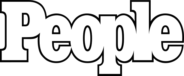 The word 'People' written in large, pink, bubble-style letters with a black background.