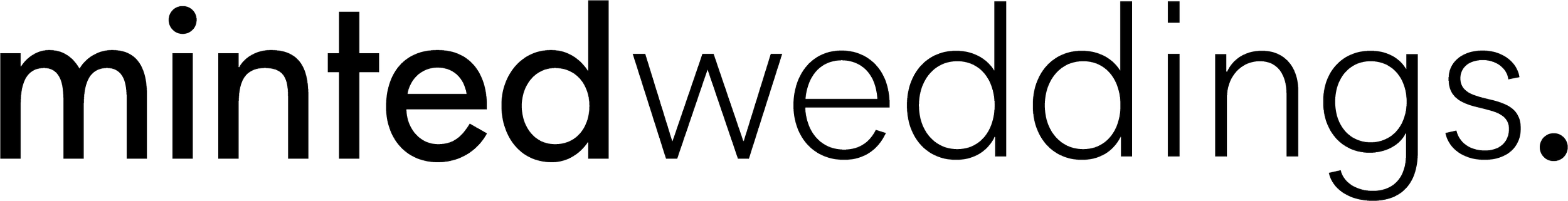 Text saying 'mintedweddings.' in black, outlined font.