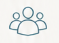 Icon of three people representing a group or audience