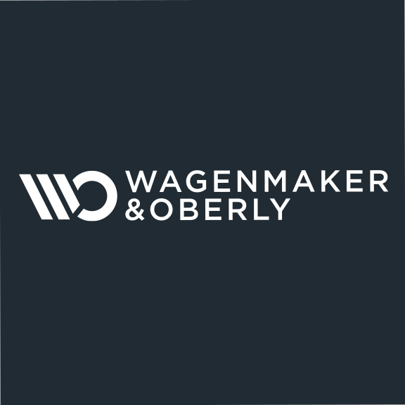 Logo for Wagenmaker & Oberly with stylized initials W and O on a dark background