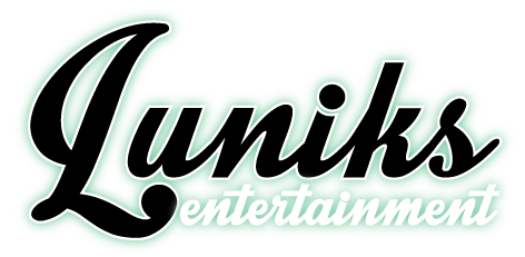 Lyniks entertainment logo with black cursive text and a light green background.