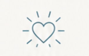 A white heart with radiating lines on a plain background.