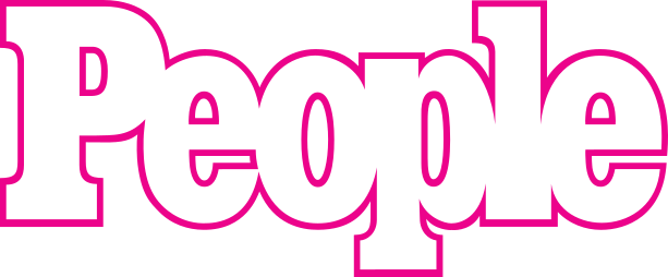 The word 'People' written in large, bold, pink and white letters on a black background.