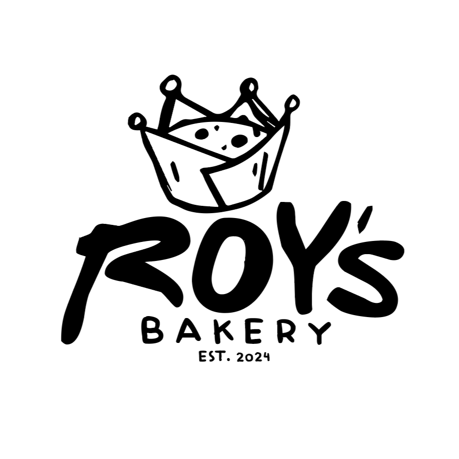 Logo for Roy's Bakery featuring a crown above the bakery's name and 'EST. 2024' at the bottom.