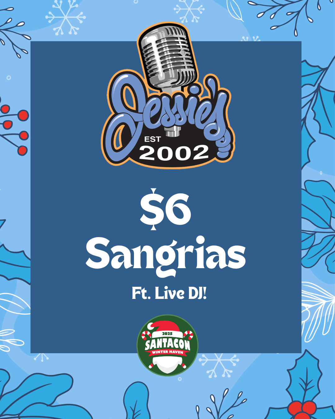 Logo featuring a vintage microphone, stylized script reading "Jessid" in blue with black and orange outlines, and the text "EST 2002" below.