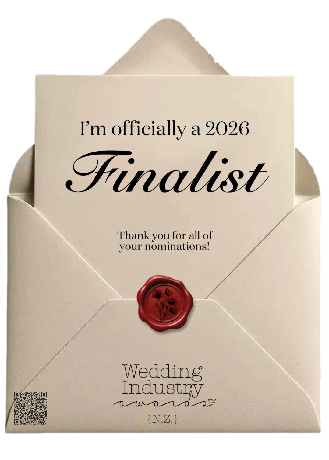 2026 NZ Wedding Industry Finalist Envelope