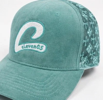 Teal Suede Red-Brim Snapback