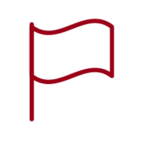 A red outline-style icon: Red flag on a pole
