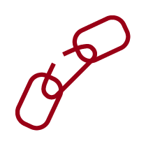 A red outline-style icon: chain link