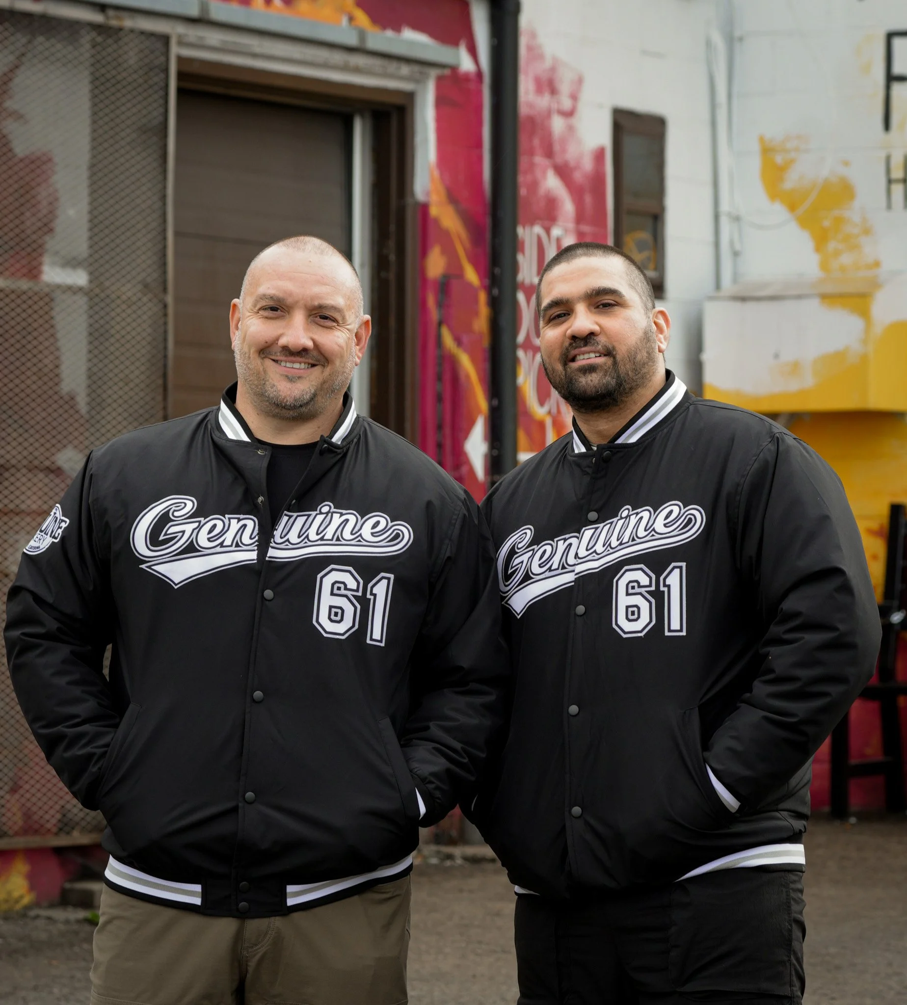 Len and Francis standing outside Genuine Bakery