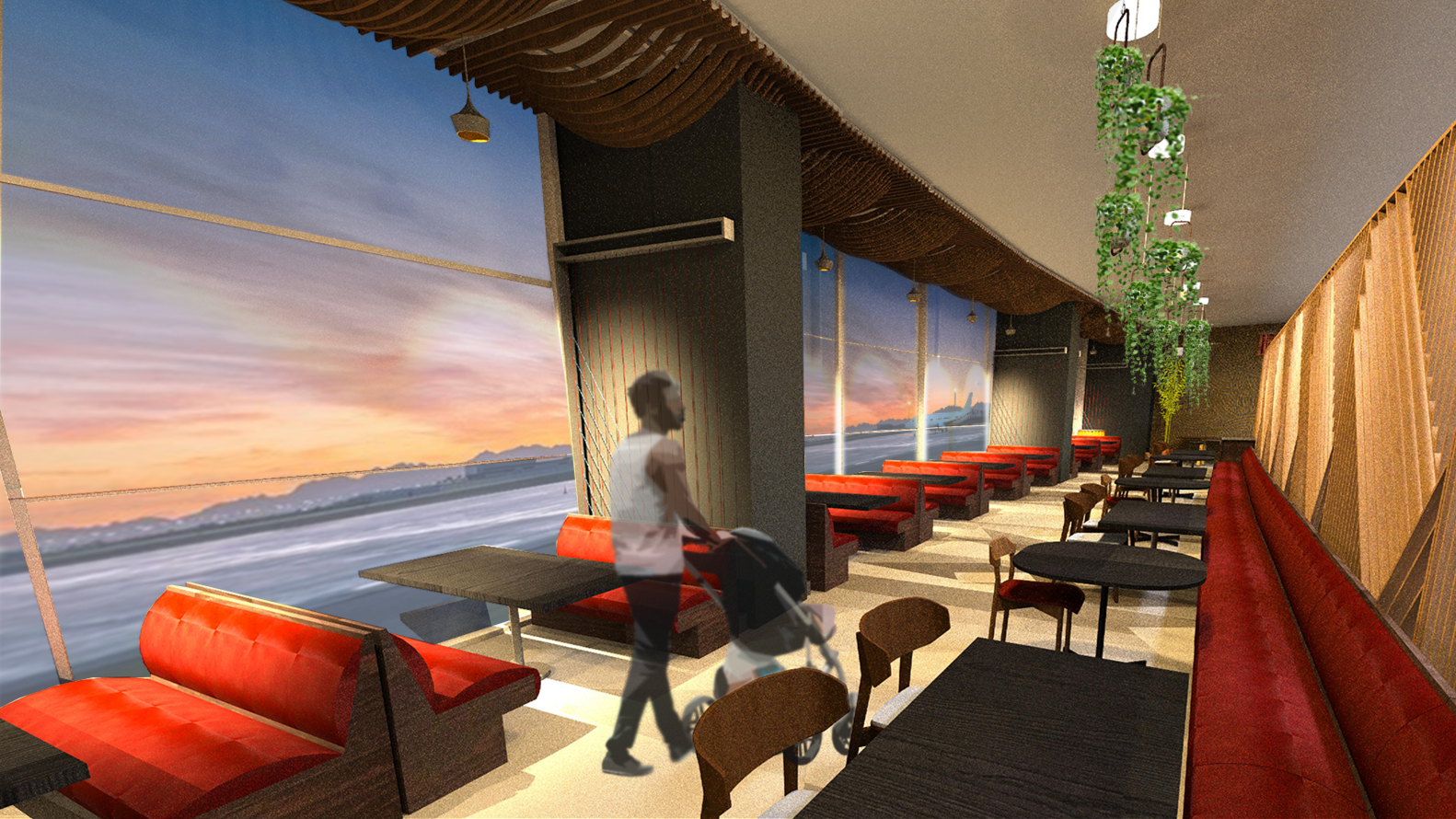 Brazen Airport Restaurant Project Booth Seating Rendering