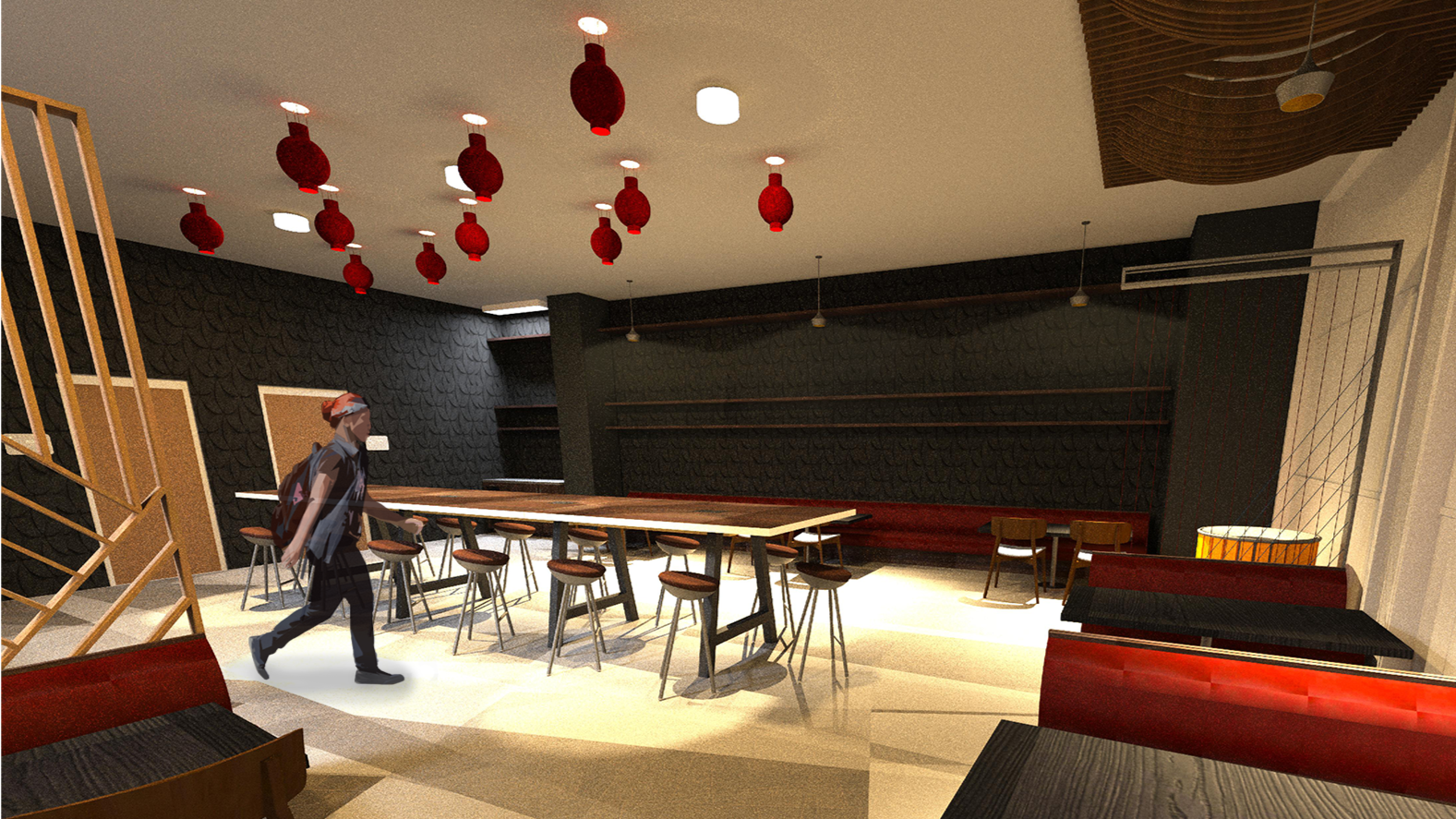 Brazen Airport Restaurant Project High Table Perspective Rendering